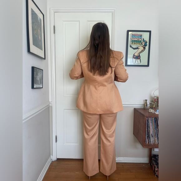 90s Vintage Thierry Mugler Peach Wool Blend Suit - Picture 2 of 16